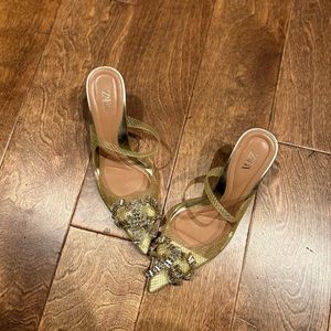 Zara Gold Heel with Shiny Buckle